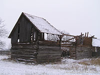 Sovenice - zanikající objekt roubené stodoly
