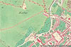 Prostor dnenho skanzenu na map stabilnho katastru z roku 1827