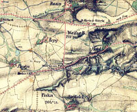 Vesnice zpadn od Prahy na historick map II. vojenskho mapovn