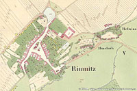 Historick mapa stabilnho katastru zachycujc obec v 1. polovin 19. stolet